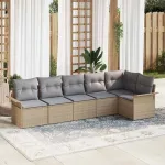 Set de canapele pentru grădină cu pernă 6 pcs Bej poliratan GartenMobel Dekor
