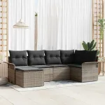 Set de canapele pentru grădină cu pernă 6 pcs Gri poliratan GartenMobel Dekor