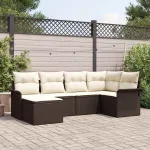 Set de canapele pentru grădină cu pernă 6 pcs Maro poliratan GartenMobel Dekor