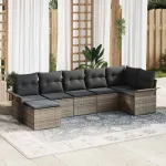 Set de canapele pentru grădină cu pernă 7 pcs Gri poliratan GartenMobel Dekor