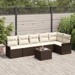 Set de canapele pentru grădină cu pernă 7 pcs Maro poliratan GartenMobel Dekor