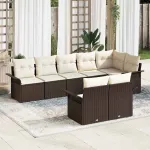 Set de canapele pentru grădină cu pernă 8 pcs Maro poliratan GartenMobel Dekor