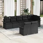 Set de canapele pentru grădină cu pernă 8 pcs Negru poliratan GartenMobel Dekor