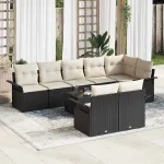 Set de canapele pentru grădină cu pernă 9 pcs Negru poliratan GartenMobel Dekor