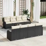 Set de canapele pentru grădină Negru 55 x 55 x 37 cm poliratan GartenMobel Dekor