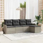 Set de canapele pentru grădină 5 pcs Gri deschis poliratan GartenMobel Dekor