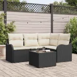 Set de canapele pentru grădină 5 pcs Negru poliratan GartenMobel Dekor