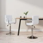 Scaune de bucătărie pivotante, 2 buc., alb, piele artificială GartenMobel Dekor