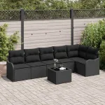 Set de canapele pentru grădină 7 pcs Negru poliratan GartenMobel Dekor