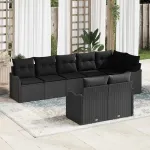 Set de canapele pentru grădină 8 pcs Negru poliratan GartenMobel Dekor