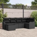 Set de canapele pentru grădină 6 pcs Negru poliratan GartenMobel Dekor