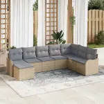 Set de canapele pentru grădină 8 pcs Bej poliratan GartenMobel Dekor