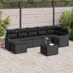 Set de canapele pentru grădină Negru poliratan GartenMobel Dekor