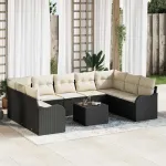 Set de canapele pentru grădină 10 pcs Negru poliratan GartenMobel Dekor