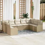 Set de canapele pentru grădină 9 pcs Bej poliratan GartenMobel Dekor