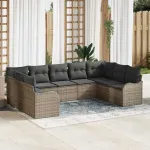 Set de canapele pentru grădină 9 pcs Gri poliratan GartenMobel Dekor