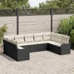 Set de canapele pentru grădină 9 pcs Negru poliratan GartenMobel Dekor