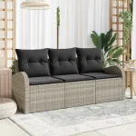 Set de canapele pentru grădină 3 pcs Gri deschis Rattan poli GartenMobel Dekor
