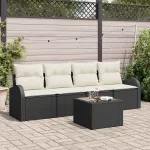 Set de canapele pentru grădină Negru 55 x 55 x 37 cm poliratan GartenMobel Dekor