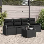 Set de canapele pentru grădină Negru 55 x 55 x 37 cm poliratan GartenMobel Dekor