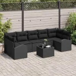 Set de canapele pentru grădină Negru 55 x 55 x 37 cm poliratan GartenMobel Dekor
