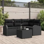Set de canapele pentru grădină 5 pcs Negru poliratan GartenMobel Dekor