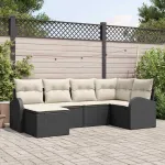 Set de canapele pentru grădină 6 pcs Negru poliratan GartenMobel Dekor