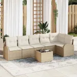 Set de canapele pentru grădină 7 pcs Bej poliratan GartenMobel Dekor