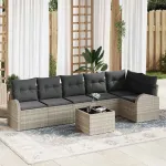 Set de canapele pentru grădină 7 pcs Gri deschis Rattan poli GartenMobel Dekor