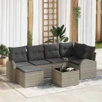 Set de canapele pentru grădină 7 pcs Gri deschis poliratan GartenMobel Dekor