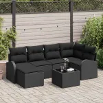 Set de canapele pentru grădină 7 pcs Negru poliratan GartenMobel Dekor