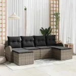 Set de canapele pentru grădină cu pernă 6 pcs Gri Poli Rattan GartenMobel Dekor