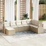 Set de canapele pentru grădină cu pernă 8 pcs Bej Poli Rattan GartenMobel Dekor