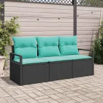 Set de canapea 3 pcs Negru poliratan GartenMobel Dekor