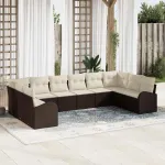 Set de canapea cu pernă 10 pcs Maro Poliratan GartenMobel Dekor