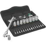 Set clichet Zyklop 1/4" plus chei tubulare si biti, 28 piese WERA 05004018001 HardWork ToolsRange