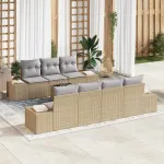 Set de canapele pentru grădină cu pernă 8 pcs Bej poliratan GartenMobel Dekor