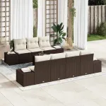 Set de canapele pentru grădină cu pernă 8 pcs Maro poliratan GartenMobel Dekor