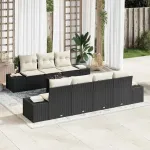 Set de canapele pentru grădină cu pernă 8 pcs Negru poliratan GartenMobel Dekor