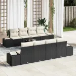 Set de canapele pentru grădină 7 pcs Negru și Crem poliratan GartenMobel Dekor