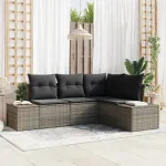 Set de canapele pentru grădină 4 pcs Gri poliratan GartenMobel Dekor