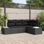 Set de canapele pentru grădină 4 pcs Negru poliratan GartenMobel Dekor