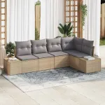 Set de canapele pentru grădină 5 pcs Bej poliratan GartenMobel Dekor