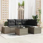 Set de canapele pentru grădină 5 pcs Gri poliratan GartenMobel Dekor