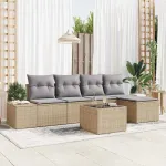 Set de canapele pentru grădină cu pernă 6 pcs Bej poliratan GartenMobel Dekor