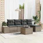 Set de canapele pentru grădină cu pernă 6 pcs Gri poliratan GartenMobel Dekor