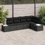 Set de canapele pentru grădină 5 pcs Negru poliratan GartenMobel Dekor