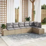 Set de canapele pentru grădină 6 pcs Bej și gri poliratan GartenMobel Dekor