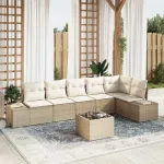 Set de canapele pentru grădină 7 pcs Bej și crem poliratan GartenMobel Dekor