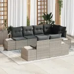 Set de canapele pentru grădină 7 pcs Gri deschis poliratan GartenMobel Dekor
